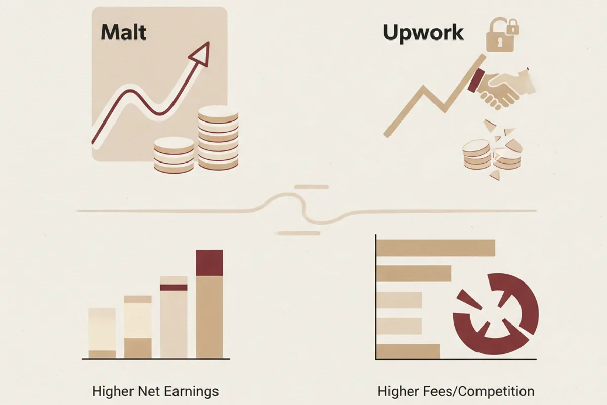 Malt Upwork commissions comparaison freelance