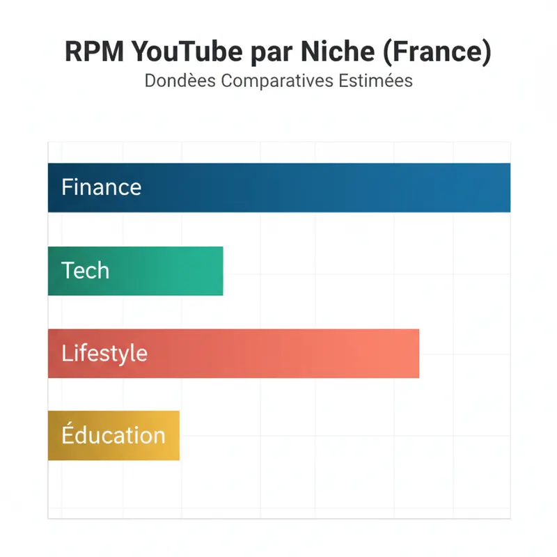 RPM YouTube par niche France tableau comparatif